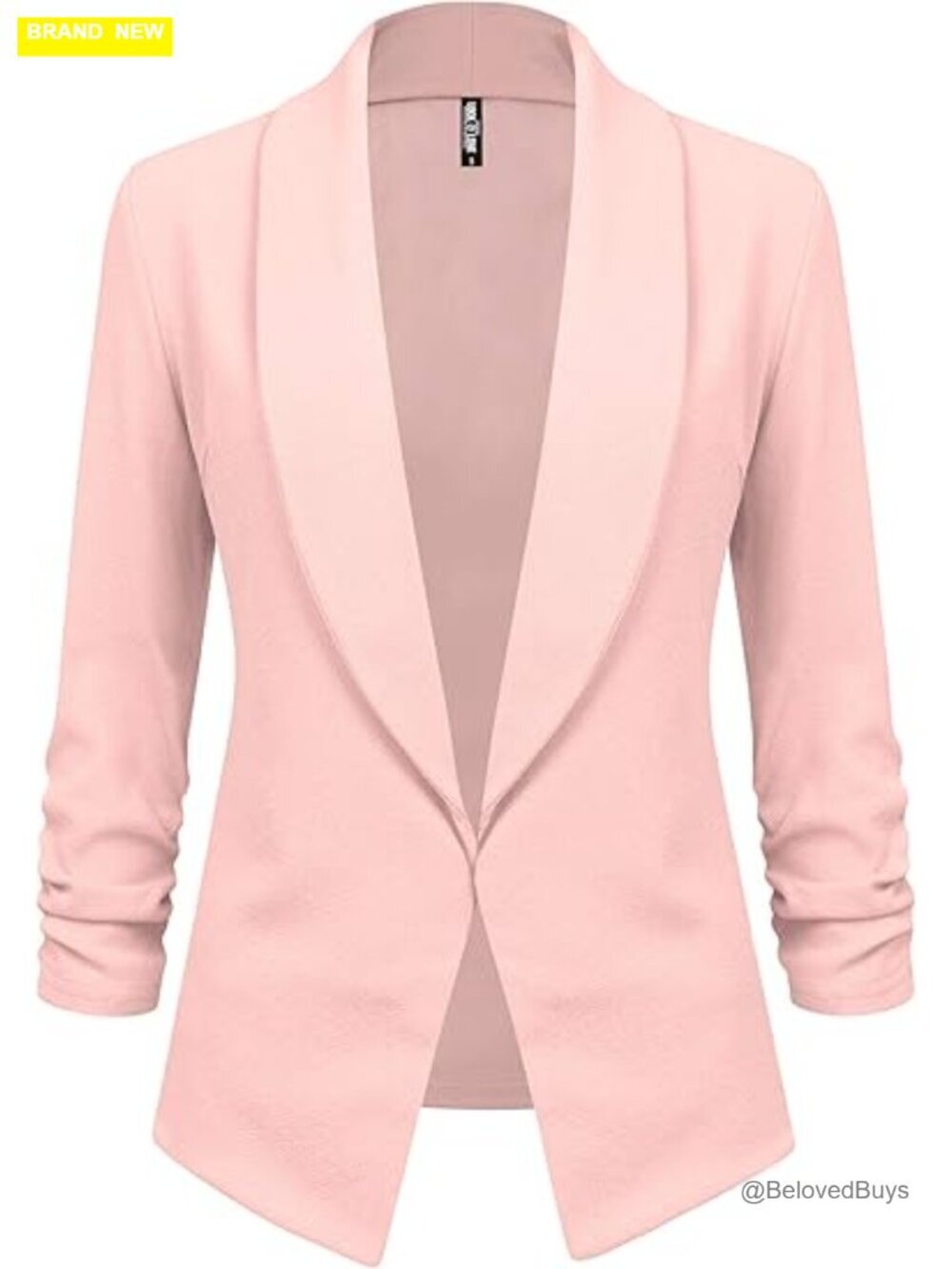 Women's 3/4 Sleeve Open Front Blazer Cardigan Jacket - Soft Stretch Work Office
